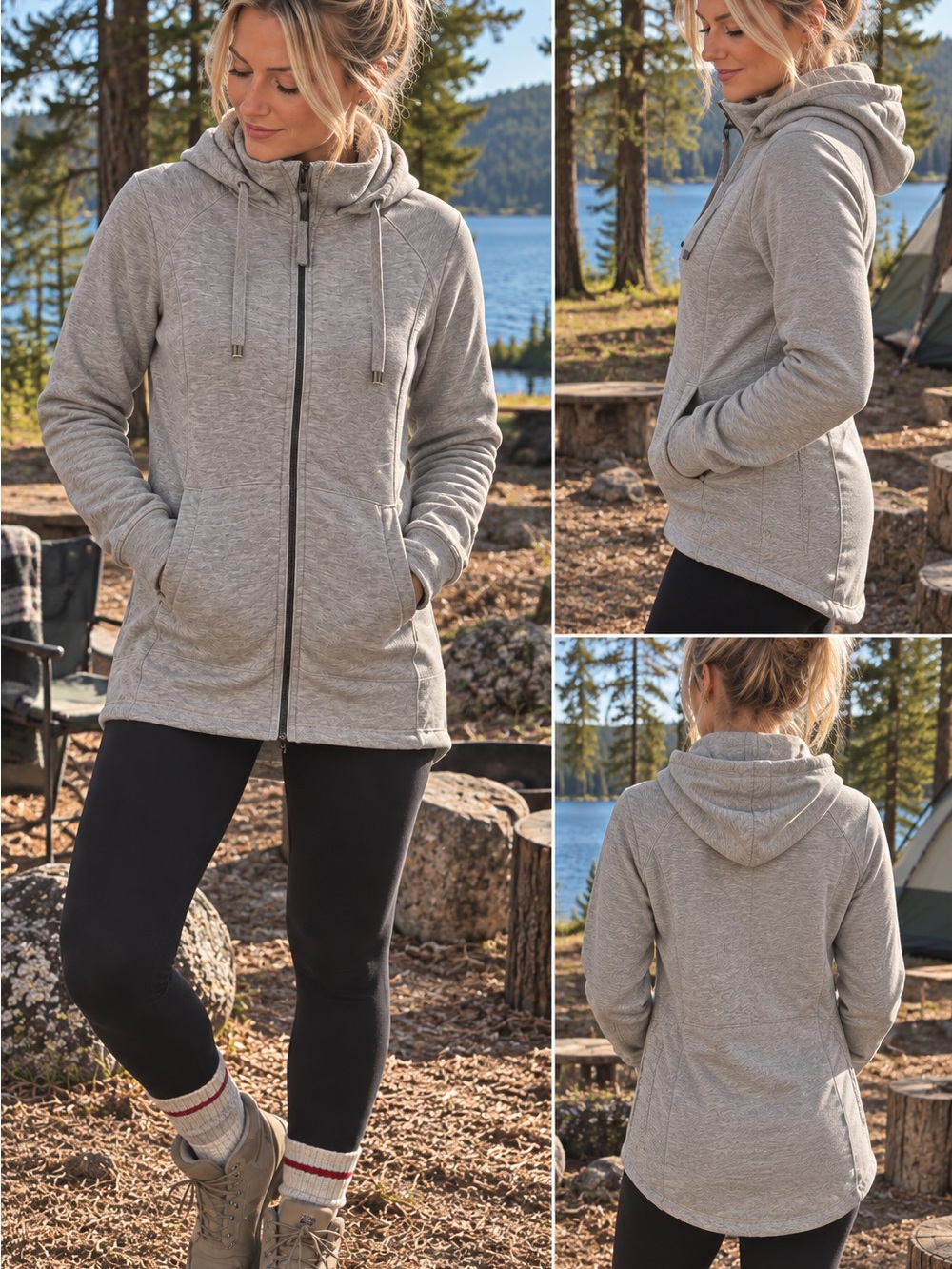 Mondetta | Heather Gray | Medium | Full-Zip Hoodie | Drawstring Hood 🩶